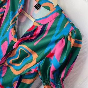 NWOT SHEIN Vibrant Abstract Blouse - Pink, Green, Orange